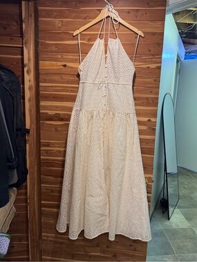 J. Crew Ivory Eyelet Halter Midi Dress- size 4